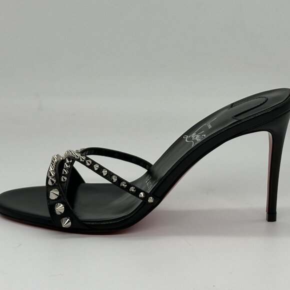 Christian Louboutin TATOOSH SPIKES 85 Leather Mule Slide Sandal Heels Shoes - Picture 4 of 16